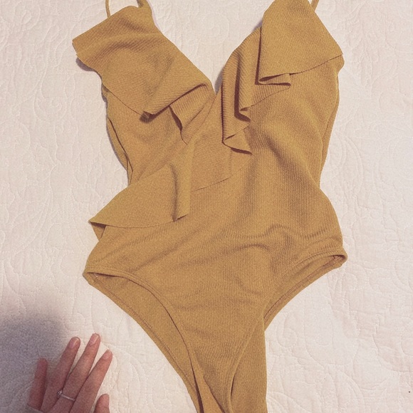 Mustard swim suit one piece - Picture 2 of 3